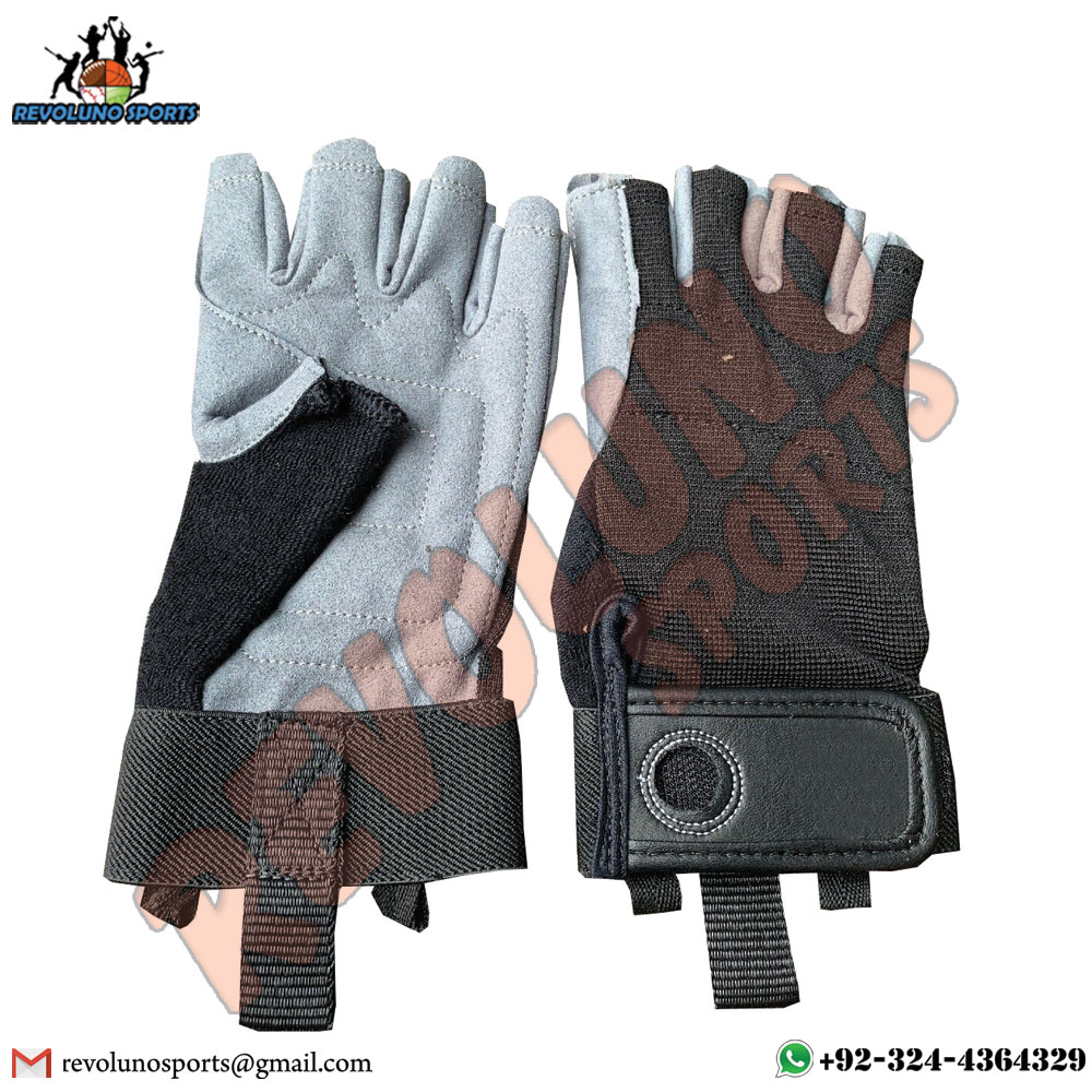 Gray Black Half Finger Sailing Gloves