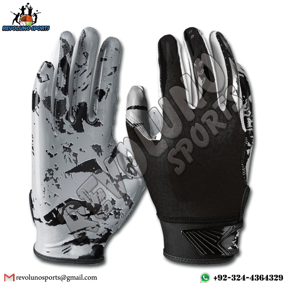 Sublimated Top Hand Printed Palm American Football Gloves