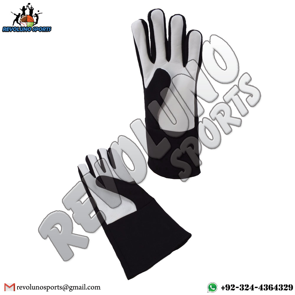 White & Black Kart Racing Gloves