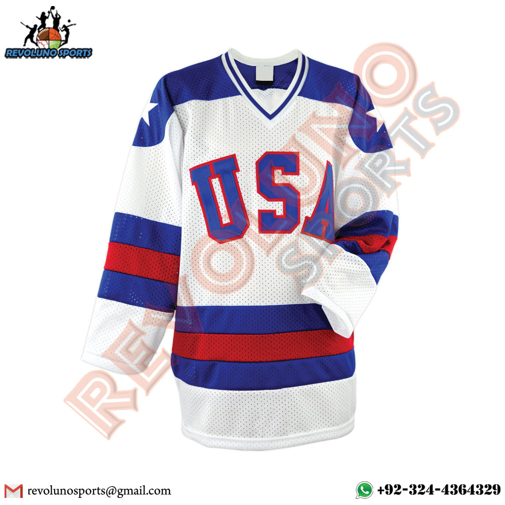 Sublimated Embroidered Name Logo Ice Hockey Jersey