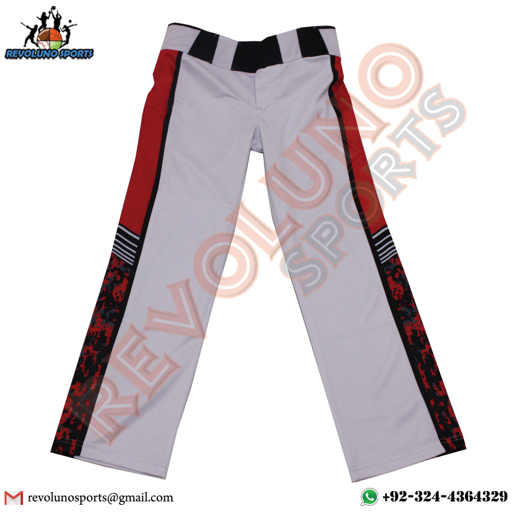 White Red Baseball Pants For Teams